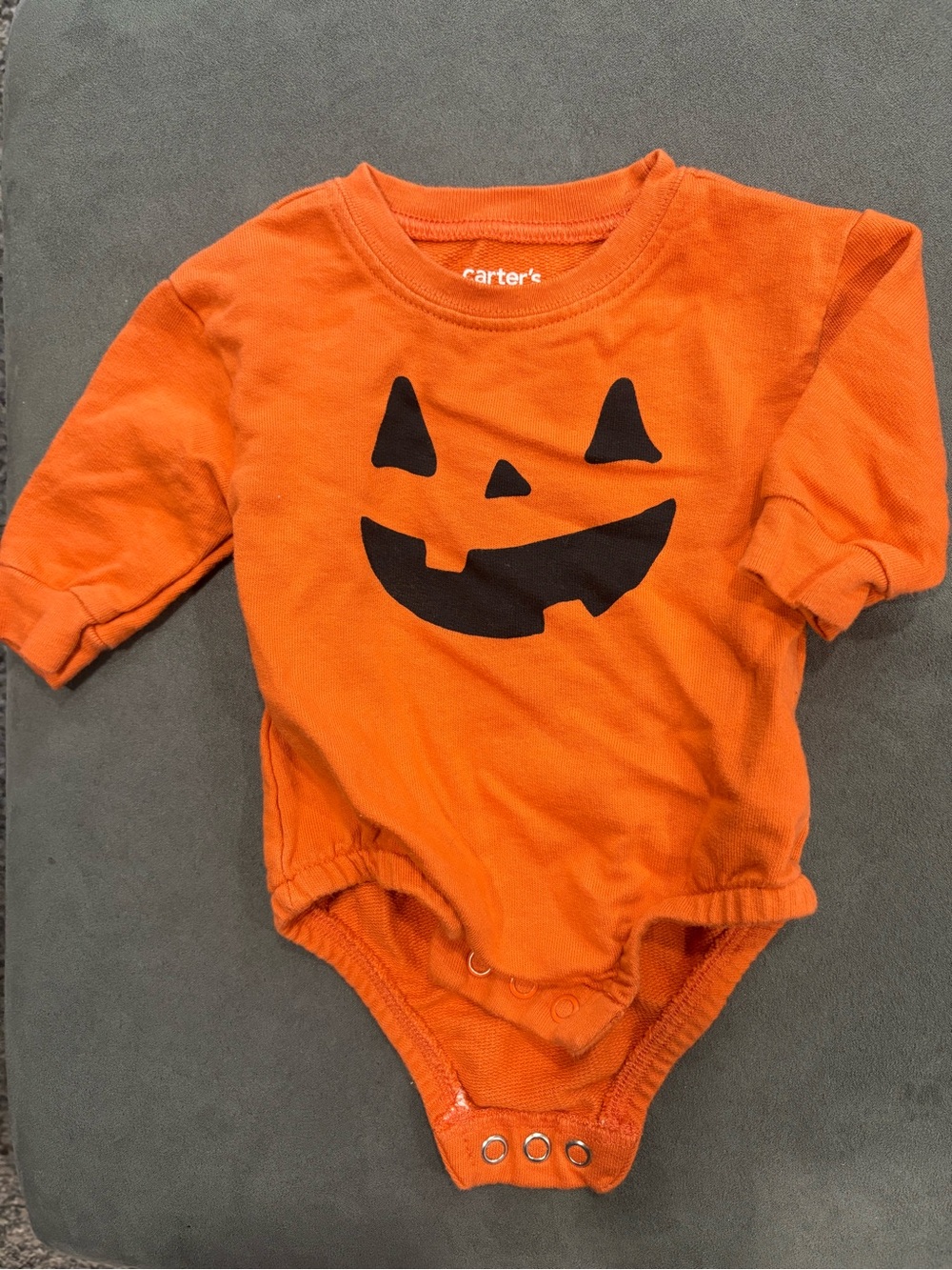 Carter's Orange Pumpkin Face Long-Sleeve Bodysuit